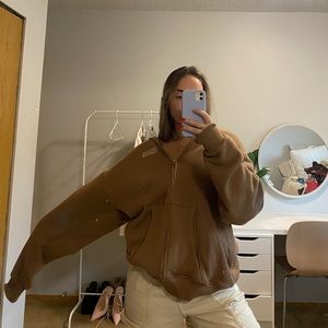 brown zip sweater